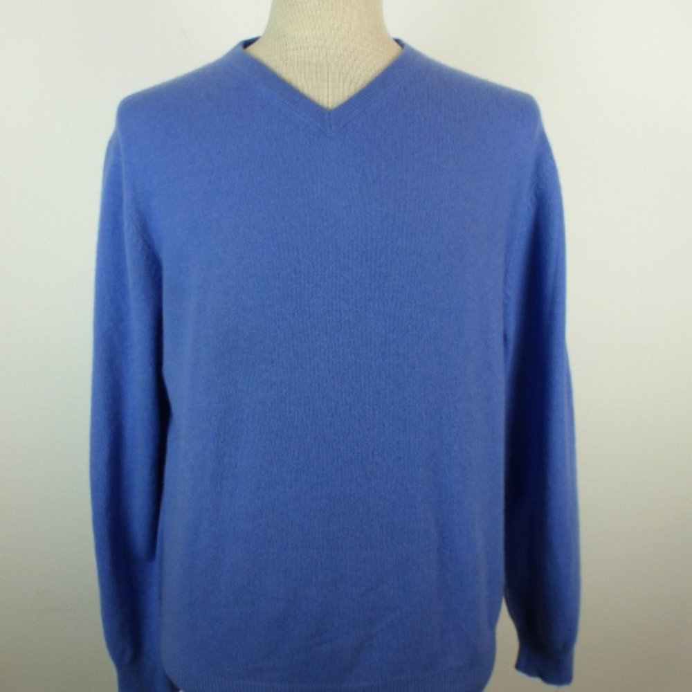 OLIVER PERRY blue v neck CASHMERE SWEATER M